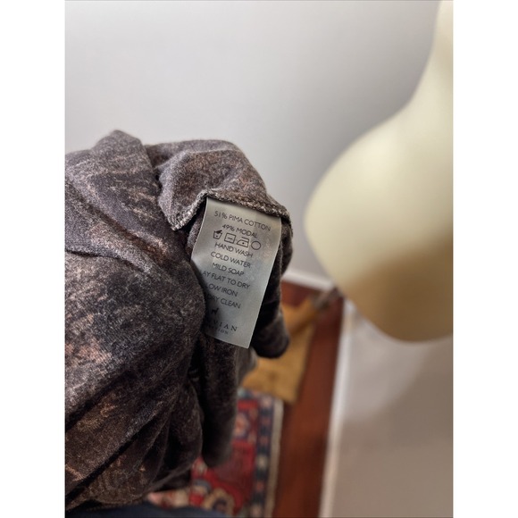 Peruvian Connection 3/4 Sleeve V-Neck Grey Paisley Cotton Dress Medium M - Picture 9 of 9